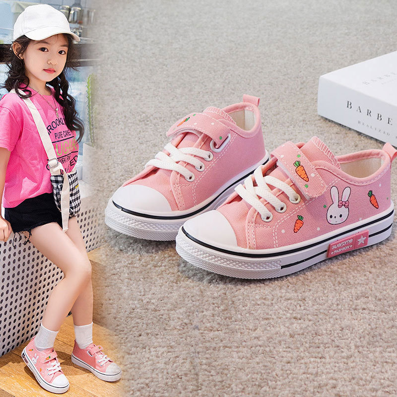 Girls' Non-Slip, Breathable, Soft-Soled Trainers; Canvas Shoes; Girls' Flat Shoes; Children's Shoes