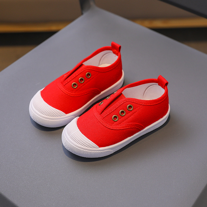 Breathable, durable and non-slip trainers for girls; low-top canvas shoes for boys and girls; soft-soled casual shoes for babies and children