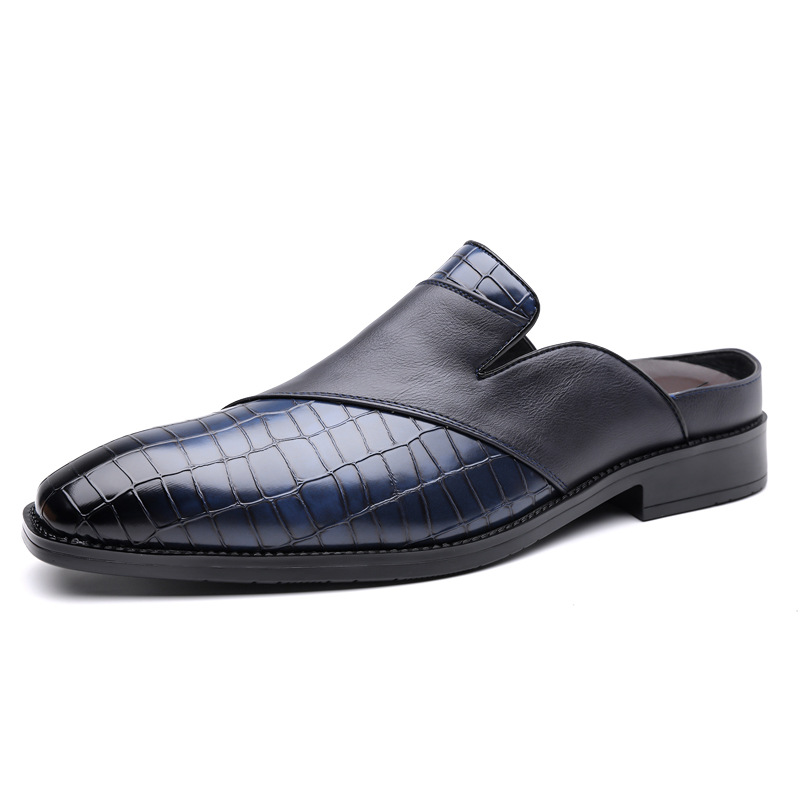 Men's Plus Size Outdoor Breathable Non-Slip Sandals, Open-Back Slip-Ons, Pointed-Toe Leather Shoes, Outdoor Men's Sandals, Open-Back Leather Shoes