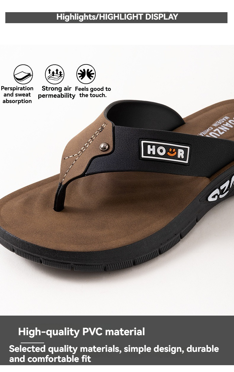 Men’s Summer Outdoor Slip-On Sandals: Non-Slip, Durable, Breathable, Thick-Soled Flip-Flops for the Beach
