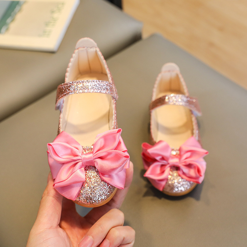 Girls' Bow-Tied Breathable Non-Slip Sandals – Korean-Style Children's Princess Shoes – Girls' Bow-Tied Flat Leather Shoes