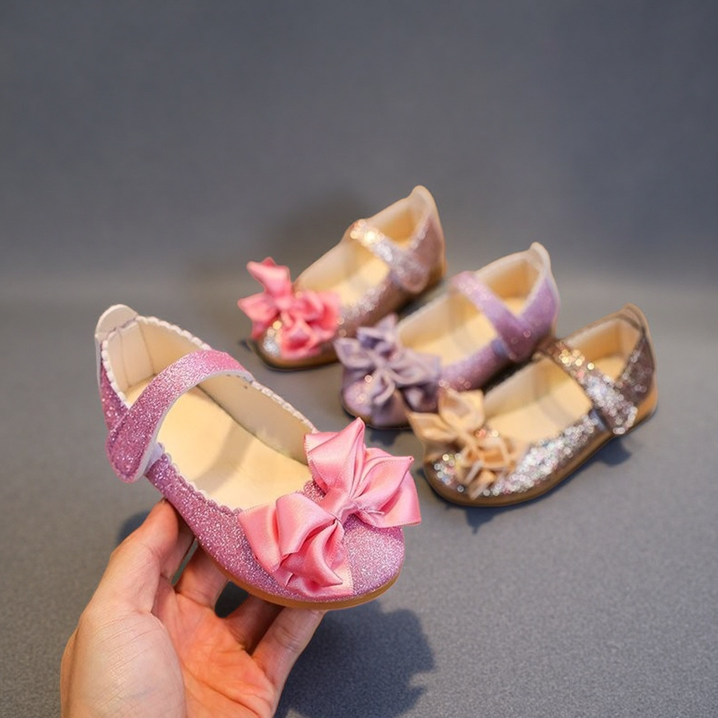 Girls' Bow-Tied Breathable Non-Slip Sandals – Korean-Style Children's Princess Shoes – Girls' Bow-Tied Flat Leather Shoes
