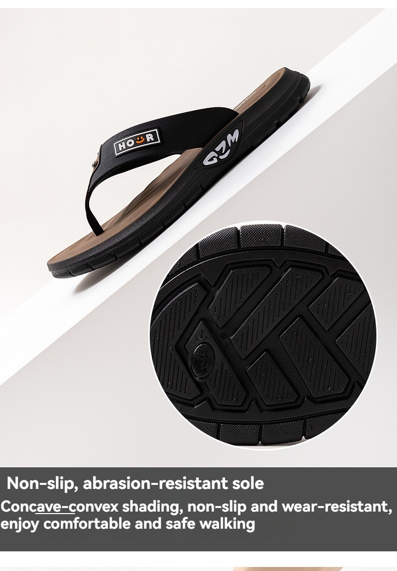 Men’s Summer Outdoor Slip-On Sandals: Non-Slip, Durable, Breathable, Thick-Soled Flip-Flops for the Beach