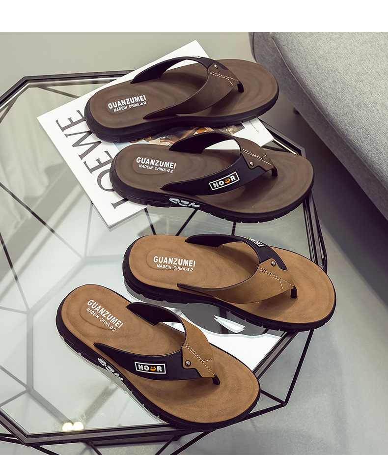 Men’s Summer Outdoor Slip-On Sandals: Non-Slip, Durable, Breathable, Thick-Soled Flip-Flops for the Beach
