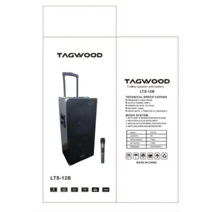 TAGWOOD LTS-12B Rechargeable Portable Speaker with 12' double speaker