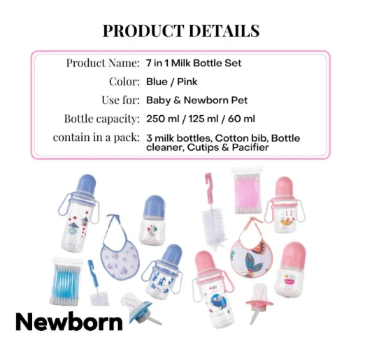 Premium !!!ON OFFER !!8pcs Baby Feeding Bottle Newborn Gift Set Designed for everyday use, it includes essential feeding bottles and accessories suitable for newborns, perfect for new parents.