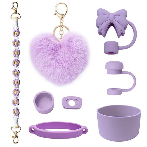 Stanley Cup Tumbler Cup Accessories Set,With Silicone Straw Cover, Water Bottle Handle Strap, Charms, Silicone Cup Boot