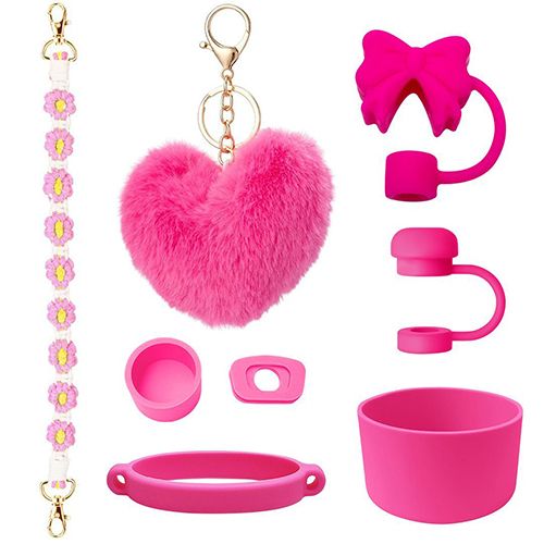 Stanley Cup Tumbler Cup Accessories Set,With Silicone Straw Cover, Water Bottle Handle Strap, Charms, Silicone Cup Boot