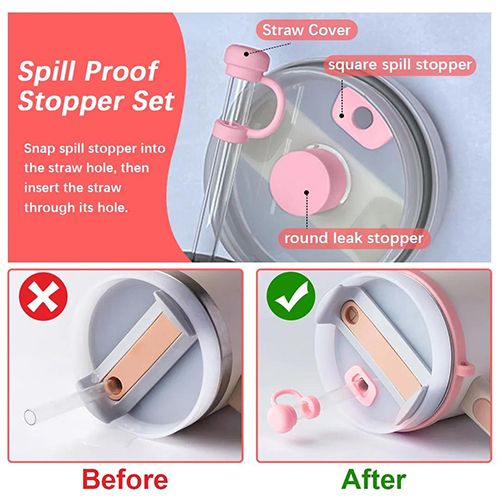 Stanley Cup Tumbler Cup Accessories Set,With Silicone Straw Cover, Water Bottle Handle Strap, Charms, Silicone Cup Boot