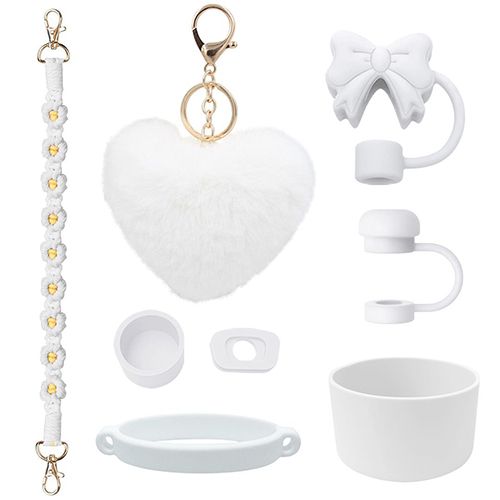 Stanley Cup Tumbler Cup Accessories Set,With Silicone Straw Cover, Water Bottle Handle Strap, Charms, Silicone Cup Boot