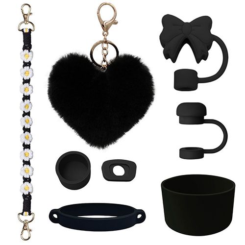 Stanley Cup Tumbler Cup Accessories Set,With Silicone Straw Cover, Water Bottle Handle Strap, Charms, Silicone Cup Boot