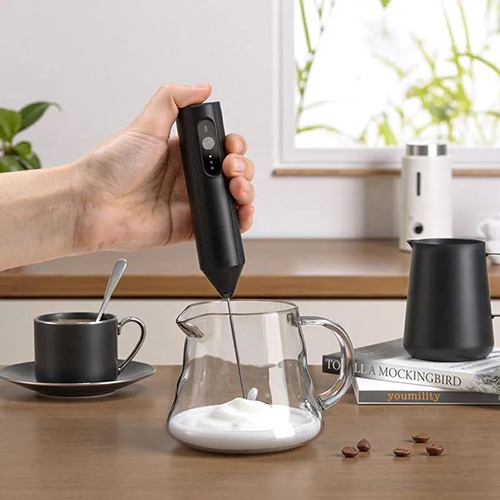 3-Speed Rechargeable Milk Frother with Cover, Dual Coil Whisk Coffee Frother Handheld - Portable Hand Frother Wand for Coffee Matcha Cappuccino & Hot Chocolate, Kitchen Gift, Black