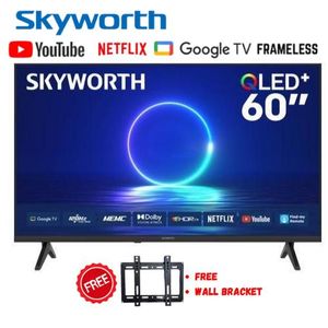 Skyworth 60 Inch 60Q6500G QLED 4K UHD Smart Google TV – Dolby Vision, Dolby Atmos, Voice Control, Chromecast Built-in, Frameless Design,Enabled Bluetooth,Wifi,US-(1-YEAR WARRANTY)+FREE WALL BRACKET