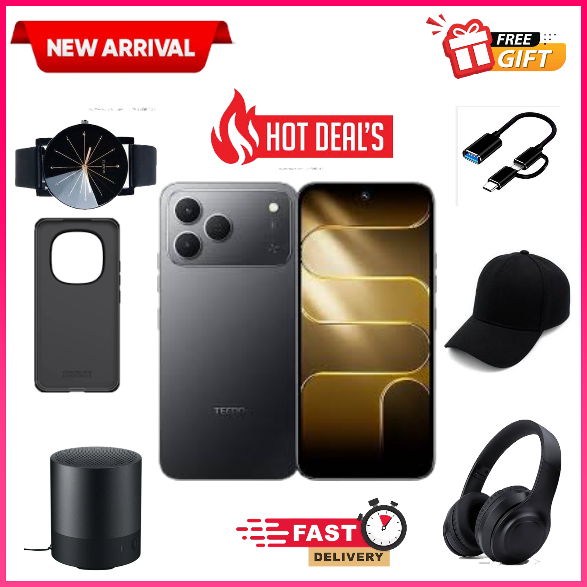 NEW ARRIVAL DEAL!!Tecno Spark 50 128GB/256GB + UpTo 8GB/16GB EXTENDED 6.67'' Camera 50MP Main Camera 45W Super Charging 5200mAh smartphone.+FREE GIFTS
