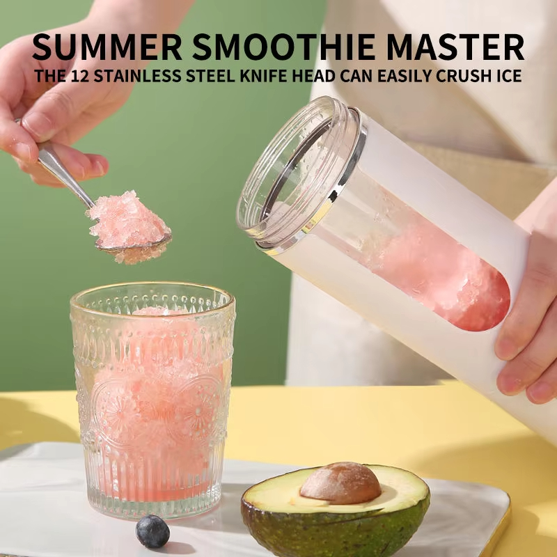 530ml portable juicer with wireless USB charging and ice crushing electric juicer, 12 blade 4-speed 7.4V mini fresh juice mixer