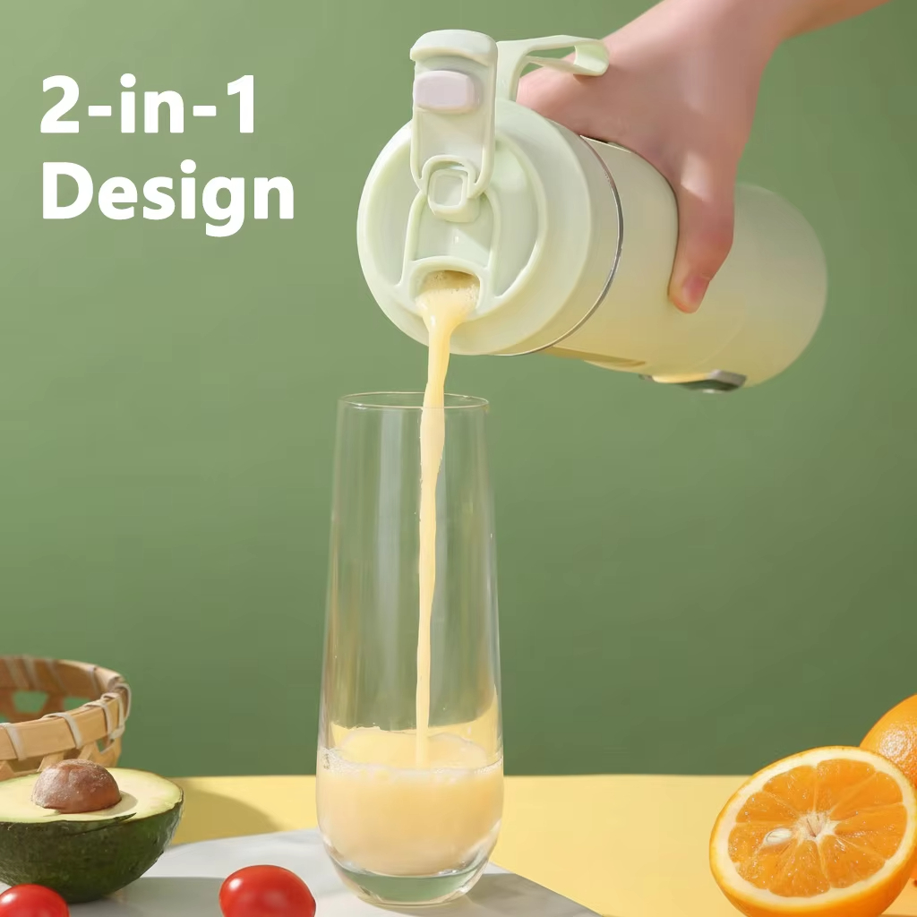 530ml portable juicer with wireless USB charging and ice crushing electric juicer, 12 blade 4-speed 7.4V mini fresh juice mixer