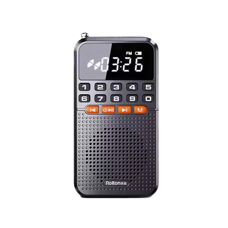 Mini Portable Pocket Radio Dual Antenna Radios Receiver Bluetooth Speaker Walkman with LED Display Flashlight TF Card Player
