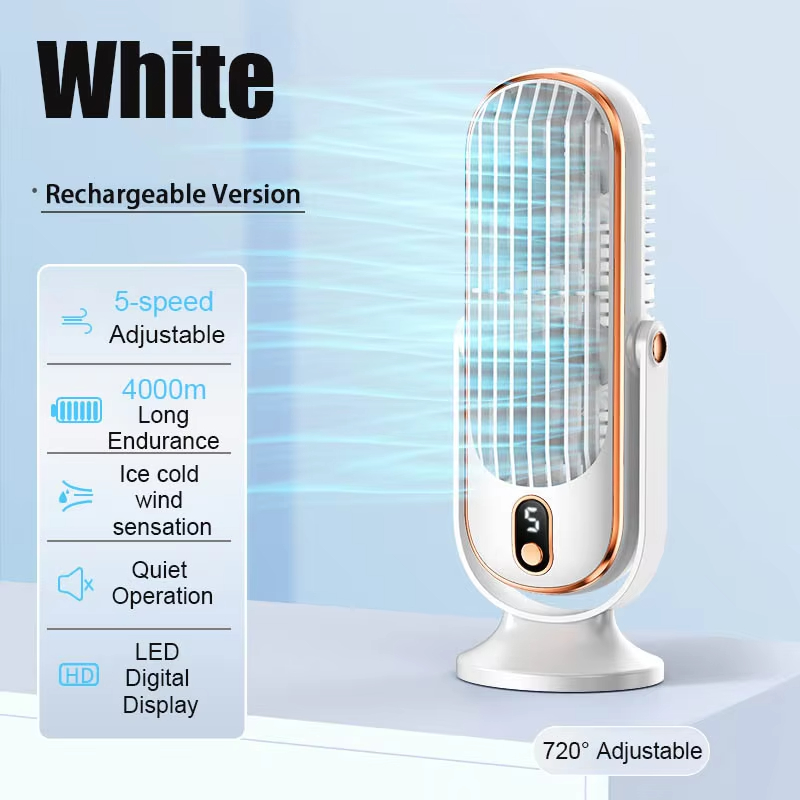 Desktop Electric fan Rechargeable Portable Home Air Conditioning Fan 5-Speed 720° Swivel Outdoor Camping Air Cooler Table Fans