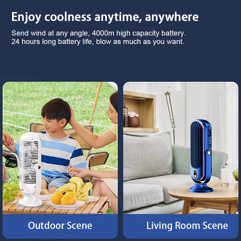 Desktop Electric fan Rechargeable Portable Home Air Conditioning Fan 5-Speed 720° Swivel Outdoor Camping Air Cooler Table Fans
