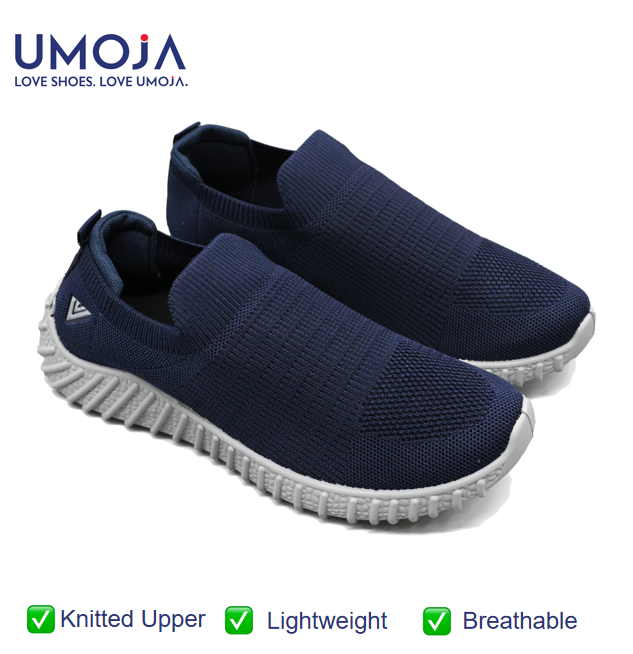 UMOJA Vigo Mosi Unisex Slip-Ons –  Knitted Slip-On Sneakers with PVC Outsole & Ortholite Footbed | Lightweight, Breathable & Comfortable Everydayshoes (Black, Grey, Navy)Casual Sneakers | Men's Shoes