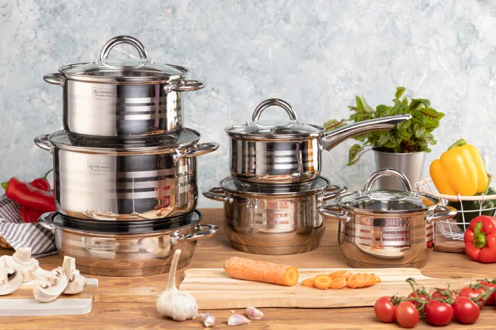 Edenberg 12PCS Stainless Steel Cookware Set with Marble Non-Stick Frypan – Premium Induction Ready