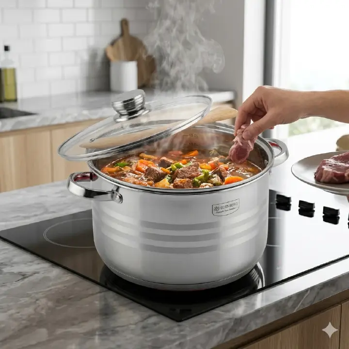 Edenberg EB-3022 34cm Stainless Steel Gastro Pot – 17.7L Large Capacity, Induction Compatible, Heavy Duty