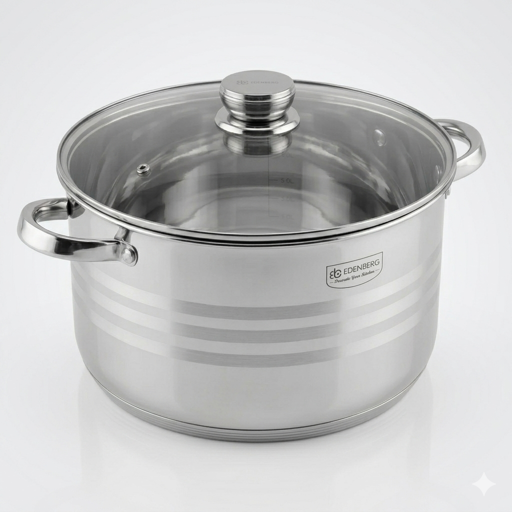 Edenberg EB-3022 34cm Stainless Steel Gastro Pot – 17.7L Large Capacity, Induction Compatible, Heavy Duty