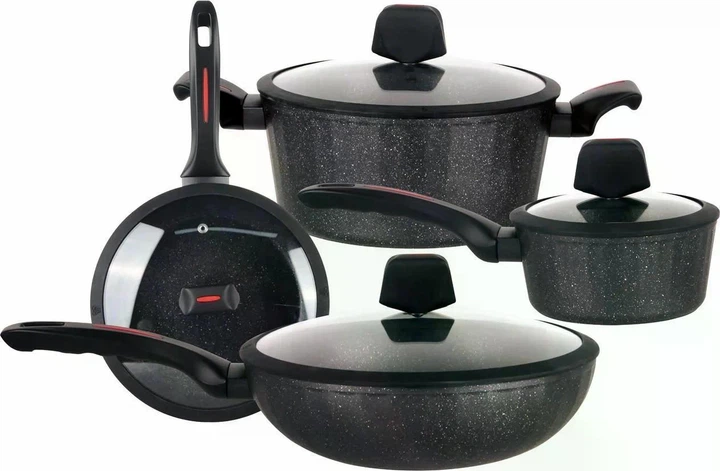 Edenberg EB-12916 8PCS Cookware Set – Marble Non-Stick, Aluminum, Induction Compatible