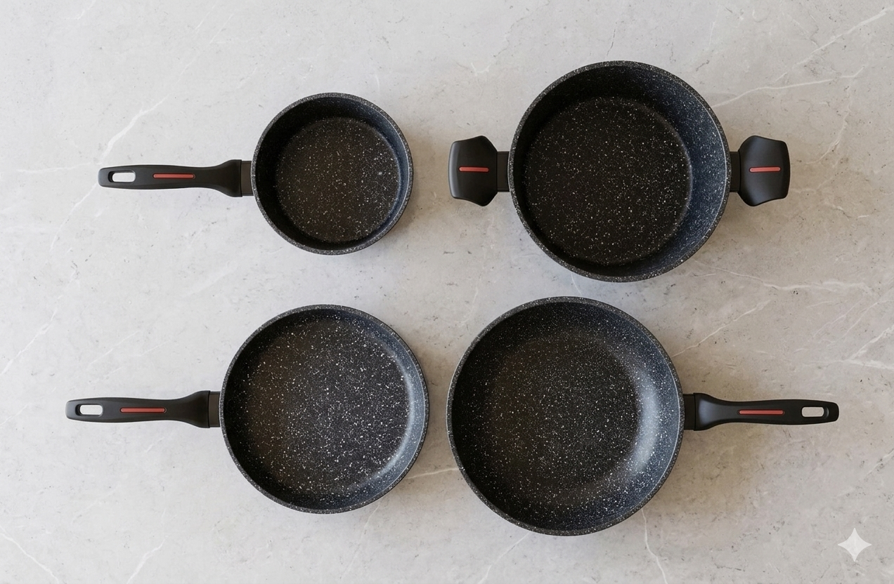 Edenberg EB-12916 8PCS Cookware Set – Marble Non-Stick, Aluminum, Induction Compatible