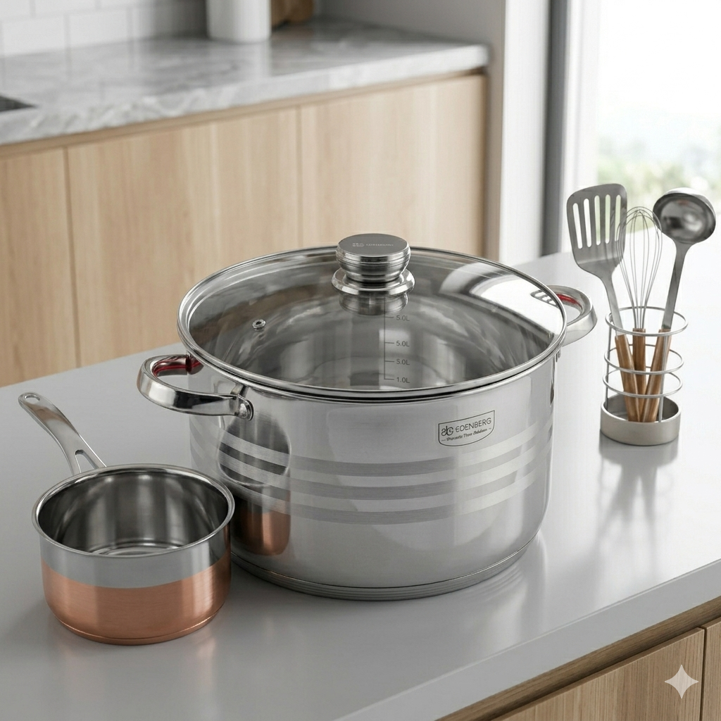 Edenberg EB-3022 34cm Stainless Steel Gastro Pot – 17.7L Large Capacity, Induction Compatible, Heavy Duty