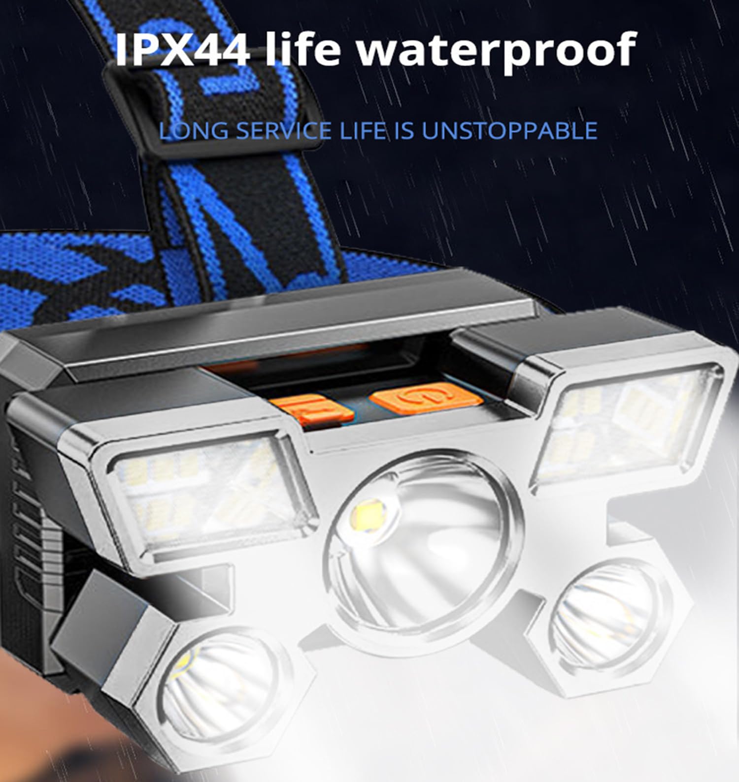 Ultra Bright LED Headlamp Rechargeable USB Head Light 5 LED Head Torch Zoomable Flashlight for Camping Fishing Night Work Outdoor Waterproof Headlamp Long Battery Life