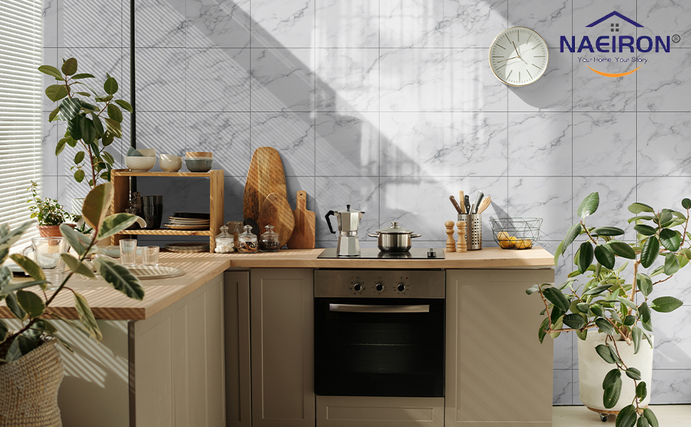 10Pcs 3D Wall Sticker Brick Foam Wallpaper Self Adhesive Waterproof Wall Panel for Kitchen Bathroom Living Room Marble Tile Effect DIY Home Decor Wall Covering