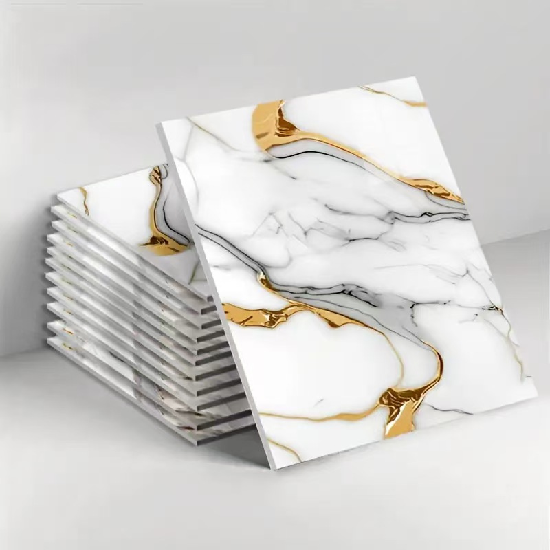 10Pcs 3D Wall Sticker Brick Foam Wallpaper Self Adhesive Waterproof Wall Panel for Kitchen Bathroom Living Room Marble Tile Effect DIY Home Decor Wall Covering