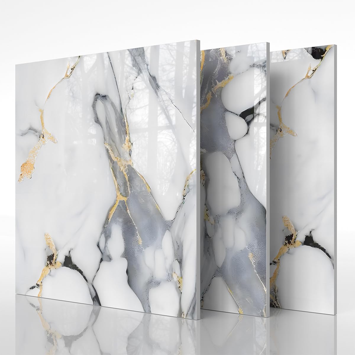 10Pcs 3D Wall Sticker Brick Foam Wallpaper Self Adhesive Waterproof Wall Panel for Kitchen Bathroom Living Room Marble Tile Effect DIY Home Decor Wall Covering