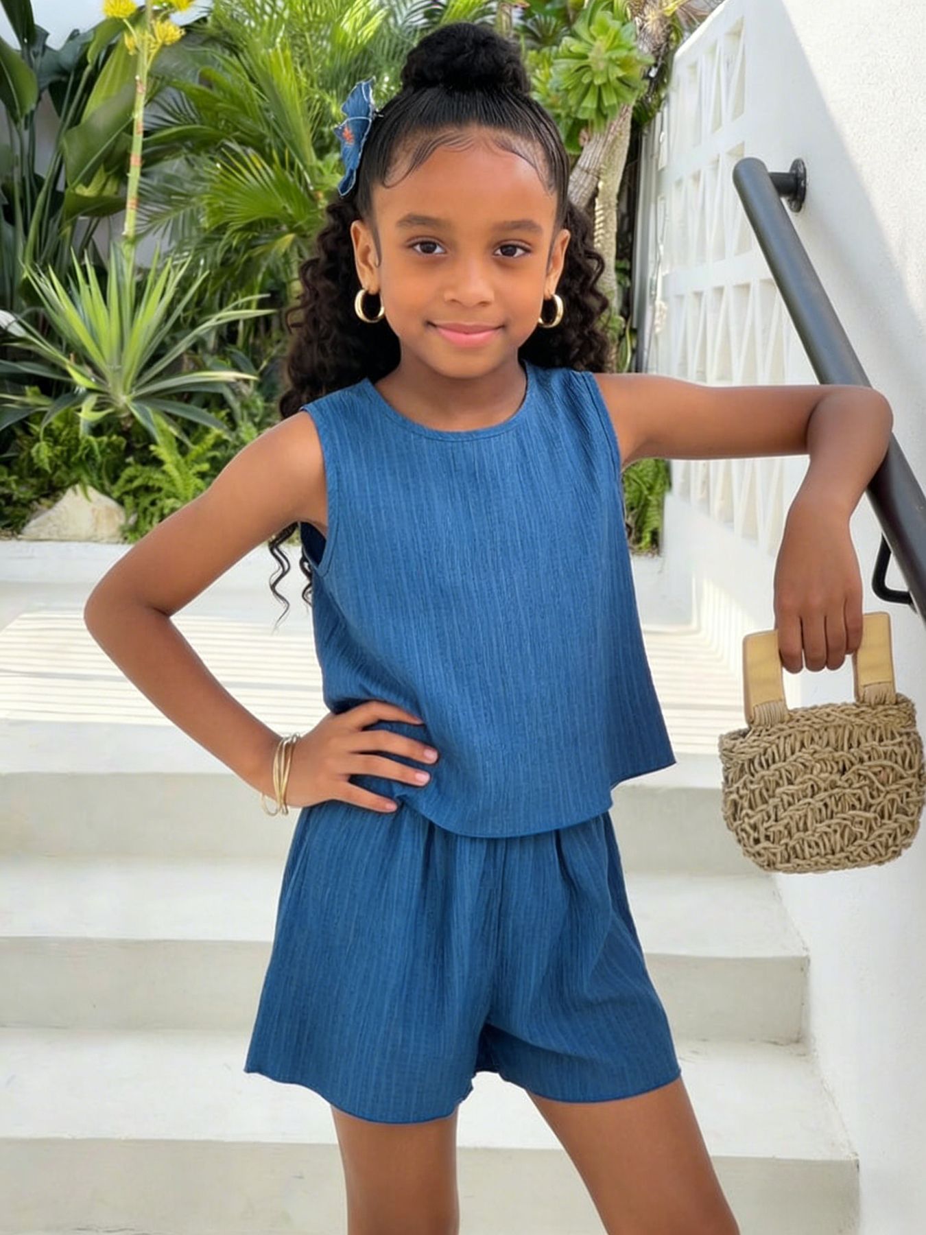 2026 New Girls Sleeveless Top and Shorts Set Summer Kids Two Piece Outfit Casual Toddler Girl Clothing Set Princess Fashion Soft Comfortable Daily Wear Birthday Holiday Clothes Suit