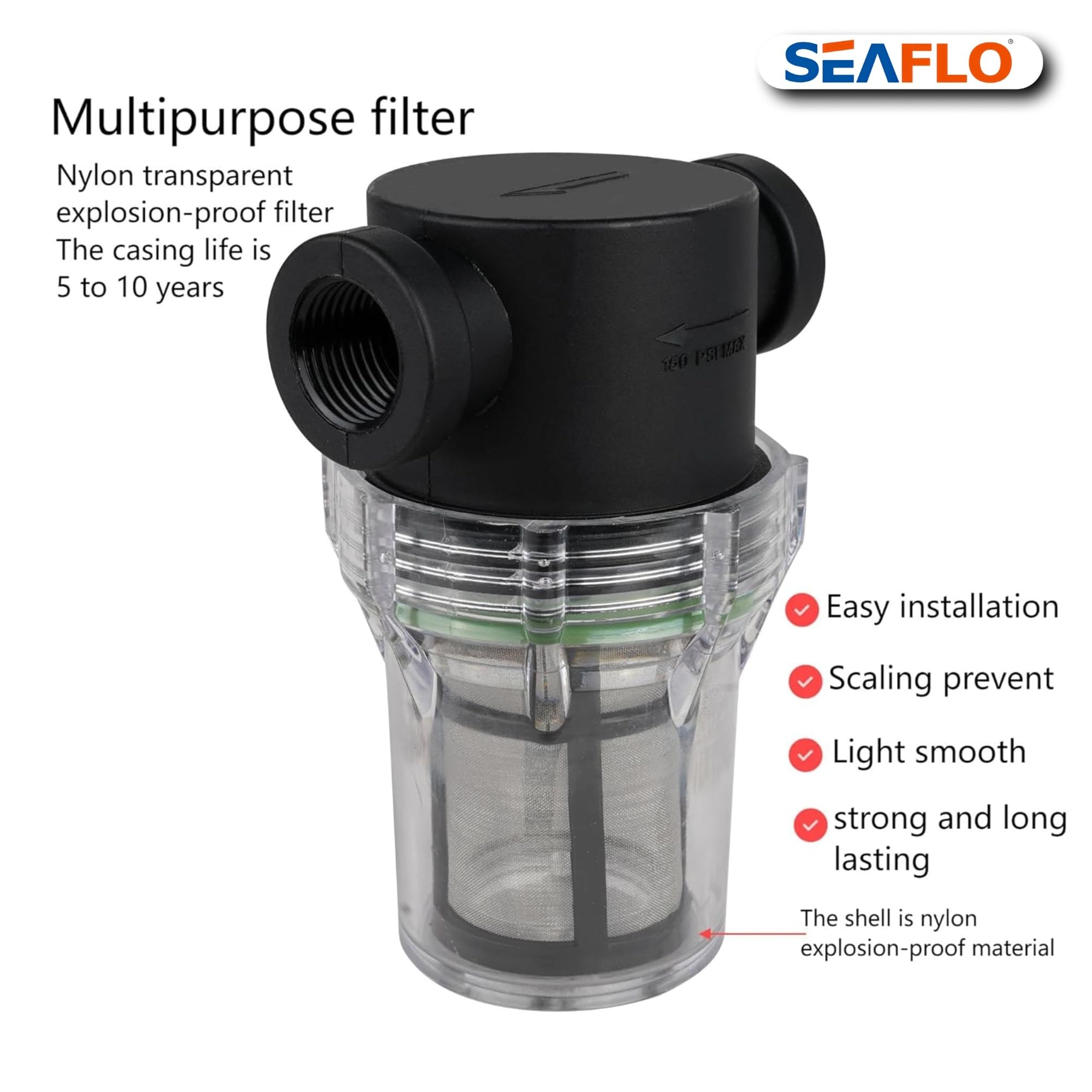 Inline Water Filter 1/2 Inch Hose Pipe Filter Pump Water Strainer Irrigation Filter Reusable Mesh Filter Stainless Steel Screen Garden Farm Water Filter for Tap Hose System