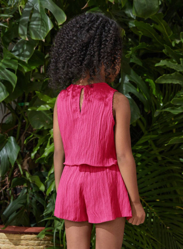 2026 New Girls Sleeveless Top and Shorts Set Summer Kids Two Piece Outfit Casual Toddler Girl Clothing Set Princess Fashion Soft Comfortable Daily Wear Birthday Holiday Clothes Suit