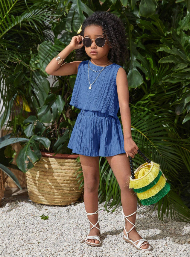 2026 New Girls Sleeveless Top and Shorts Set Summer Kids Two Piece Outfit Casual Toddler Girl Clothing Set Princess Fashion Soft Comfortable Daily Wear Birthday Holiday Clothes Suit