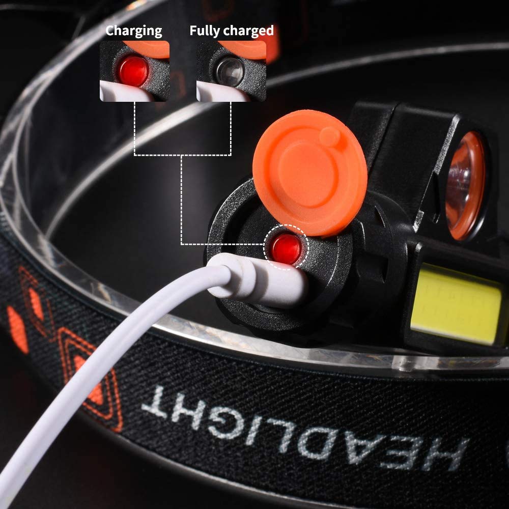 LED Sensor Headlamp Rechargeable USB Head Light Mini Headlamp Flashlight for Camping Running Fishing Night Work Bright Outdoor Head Torch Long Battery Life Hands Free Light