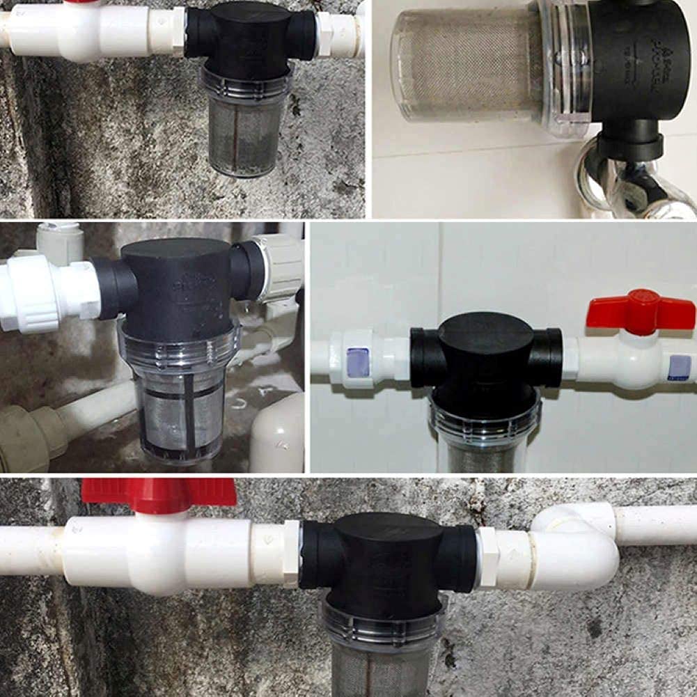 Inline Water Filter 1/2 Inch Hose Pipe Filter Pump Water Strainer Irrigation Filter Reusable Mesh Filter Stainless Steel Screen Garden Farm Water Filter for Tap Hose System