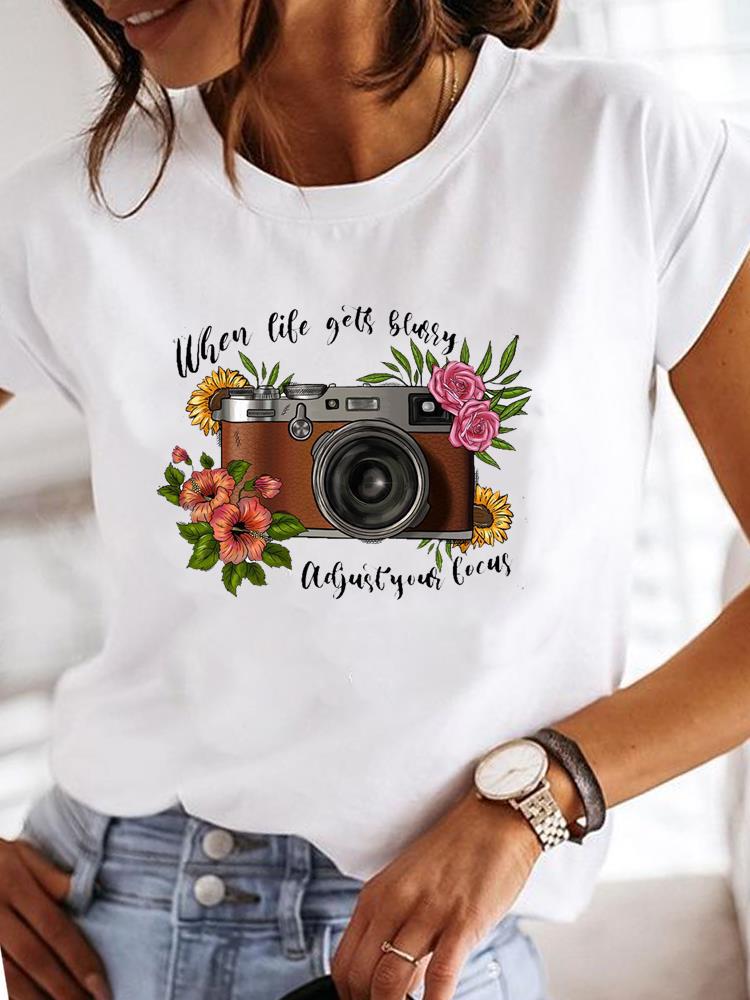 2026 New Women Short Sleeve T Shirt Casual Summer Round Neck Ladies Top Soft Breathable Cotton Tee Fashion Slim Fit Blouse Daily Wear Streetwear Basic Female Shirt for Work Travel Outdoor