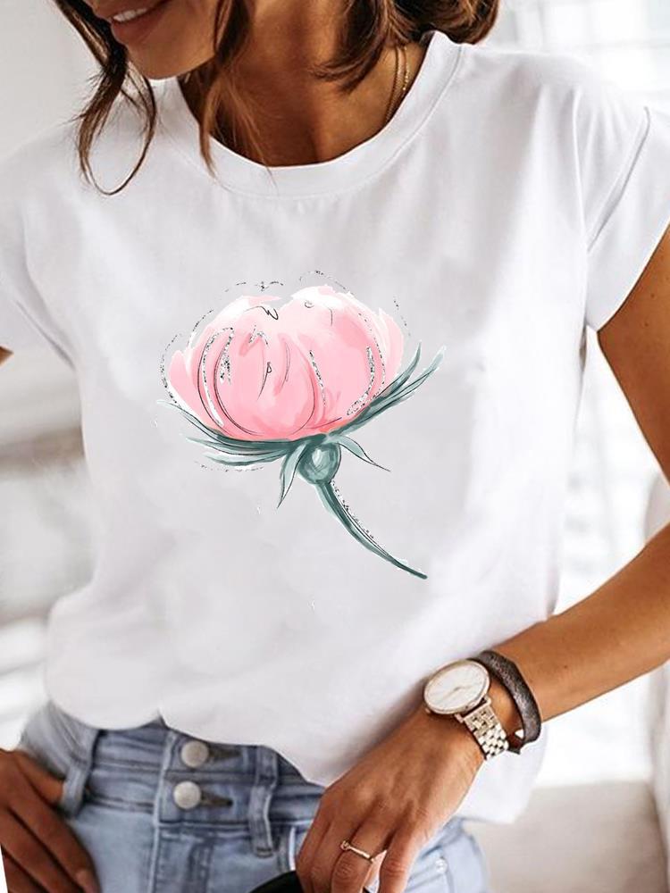 2026 New Women Short Sleeve T Shirt Casual Summer Round Neck Ladies Top Soft Breathable Cotton Tee Fashion Slim Fit Blouse Daily Wear Streetwear Basic Female Shirt for Work Travel Outdoor