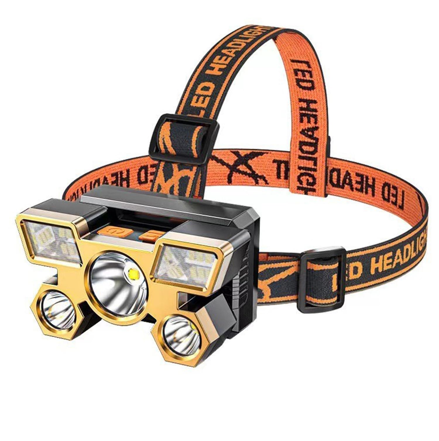 Ultra Bright LED Headlamp Rechargeable USB Head Light 5 LED Head Torch Zoomable Flashlight for Camping Fishing Night Work Outdoor Waterproof Headlamp Long Battery Life