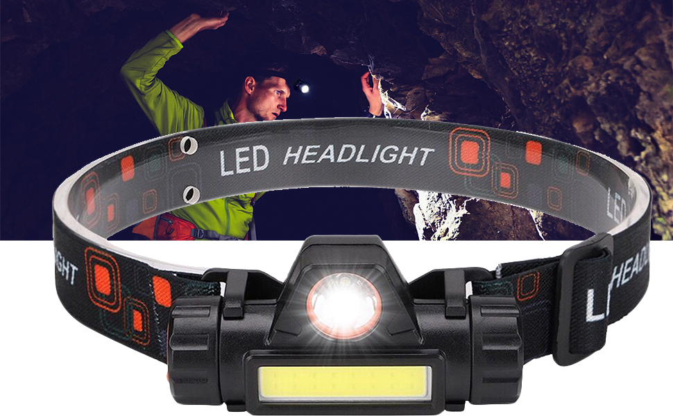 LED Sensor Headlamp Rechargeable USB Head Light Mini Headlamp Flashlight for Camping Running Fishing Night Work Bright Outdoor Head Torch Long Battery Life Hands Free Light