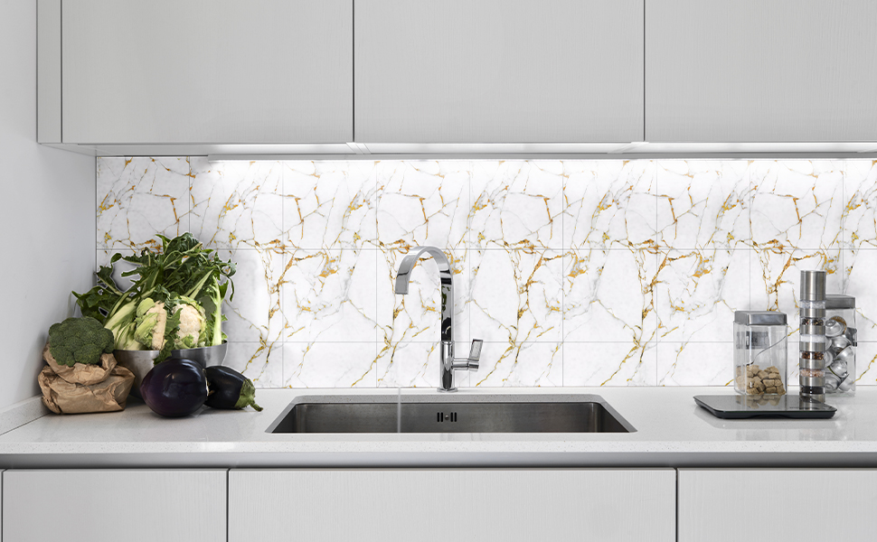 10Pcs 3D Wall Sticker Brick Foam Wallpaper Self Adhesive Waterproof Wall Panel for Kitchen Bathroom Living Room Marble Tile Effect DIY Home Decor Wall Covering