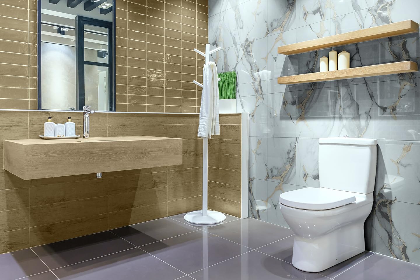 10Pcs 3D Wall Sticker Brick Foam Wallpaper Self Adhesive Waterproof Wall Panel for Kitchen Bathroom Living Room Marble Tile Effect DIY Home Decor Wall Covering