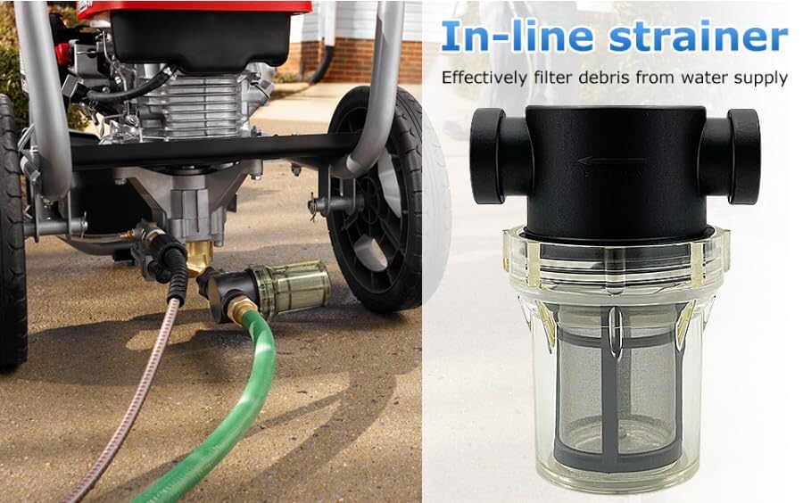 Inline Water Filter 1/2 Inch Hose Pipe Filter Pump Water Strainer Irrigation Filter Reusable Mesh Filter Stainless Steel Screen Garden Farm Water Filter for Tap Hose System