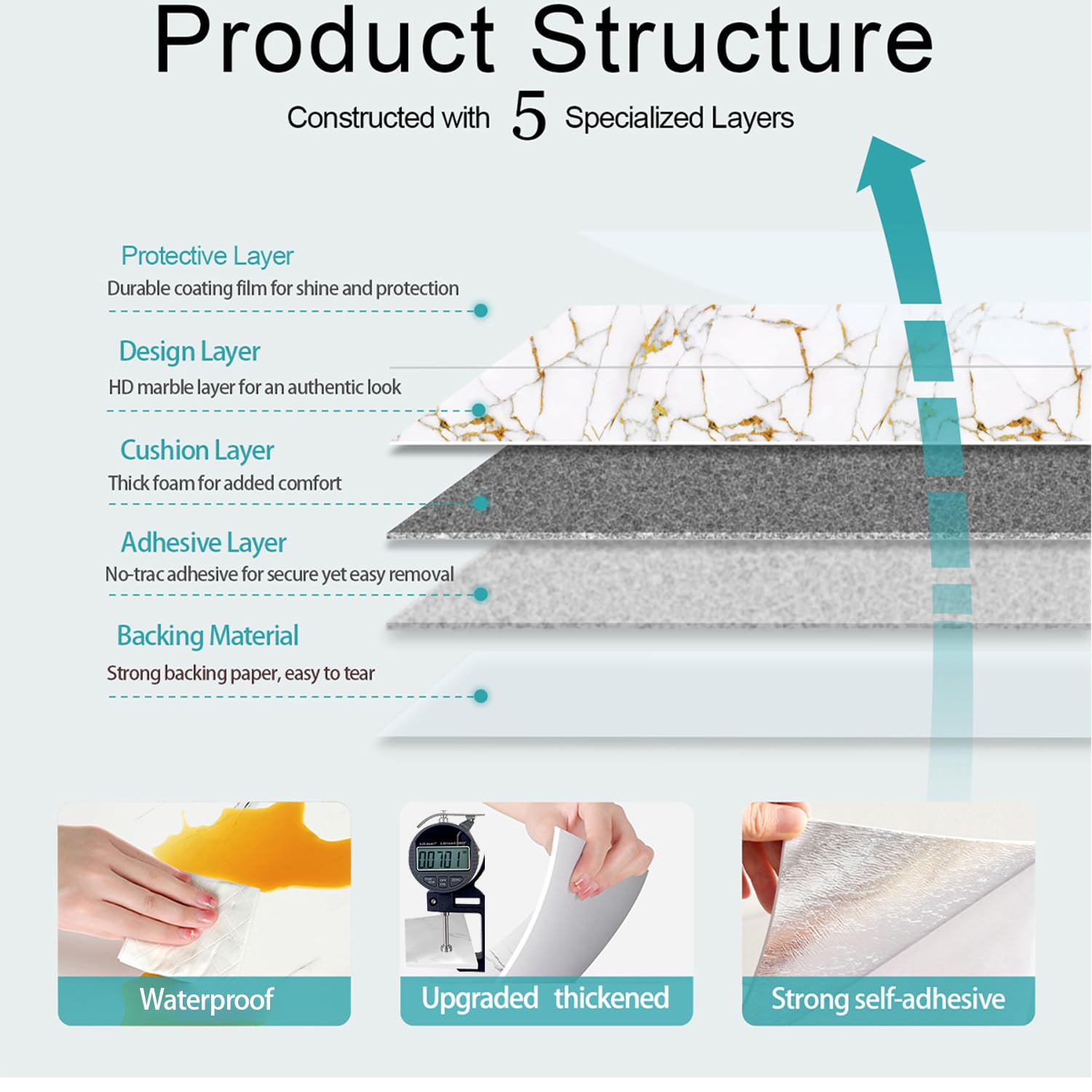 10Pcs 3D Wall Sticker Brick Foam Wallpaper Self Adhesive Waterproof Wall Panel for Kitchen Bathroom Living Room Marble Tile Effect DIY Home Decor Wall Covering