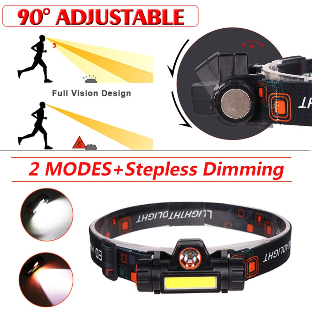 LED Sensor Headlamp Rechargeable USB Head Light Mini Headlamp Flashlight for Camping Running Fishing Night Work Bright Outdoor Head Torch Long Battery Life Hands Free Light
