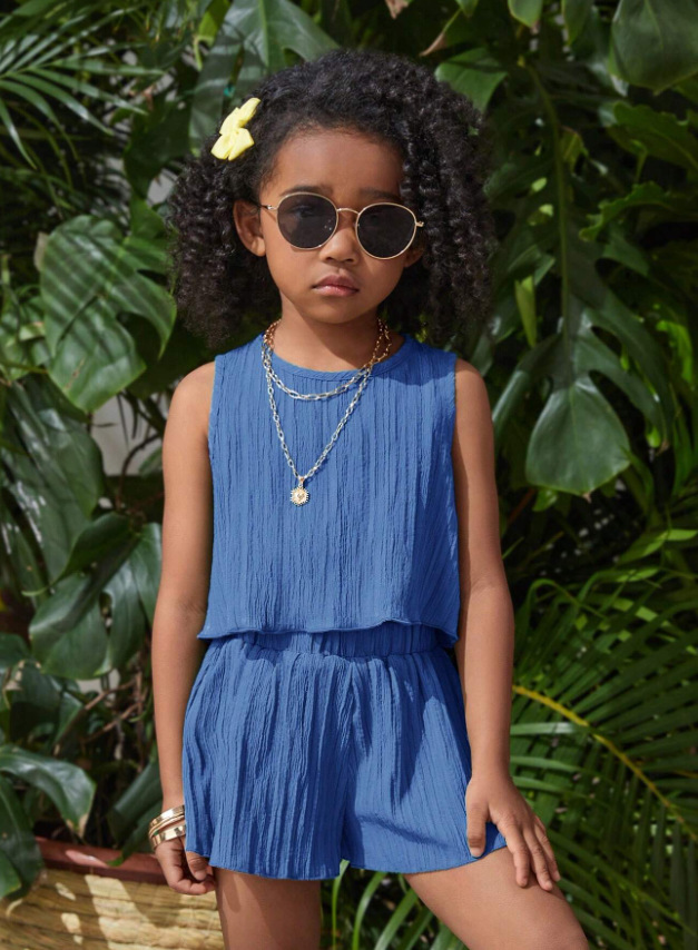 2026 New Girls Sleeveless Top and Shorts Set Summer Kids Two Piece Outfit Casual Toddler Girl Clothing Set Princess Fashion Soft Comfortable Daily Wear Birthday Holiday Clothes Suit